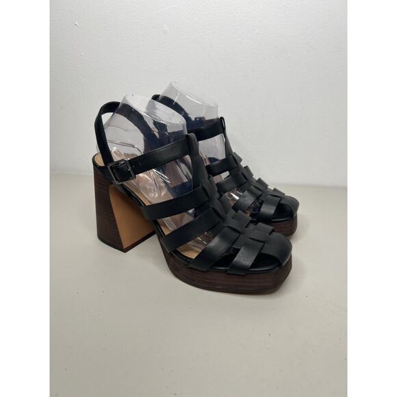 Crown Vintage Shoes - Crown Vintage Farlie Block Heel Sandal Leather Black Women’s Size 10